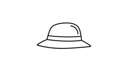 Fototapeta premium Simple Line Drawing of a Bucket Hat, Minimalist Summer Headwear Icon