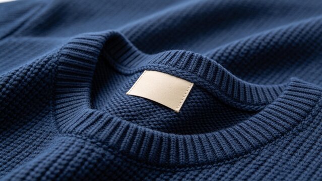 Closeup of a blue knitted sweater
