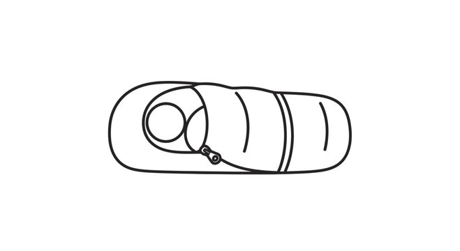 Sleeping Bag Icon, Outline Drawing, Camping Gear, Outdoor Equipment, Travel Accessory