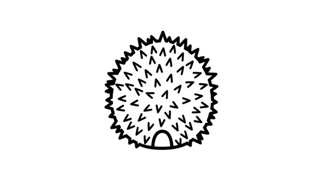 Spiky Durian Fruit Icon, Tropical Exotic Food, Hand-drawn Vector Illustration