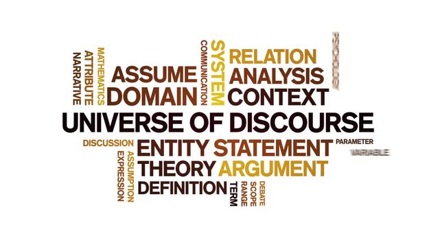 Universe of Discourse animated word cloud-text design animation tag kinetic typography seamless loop.