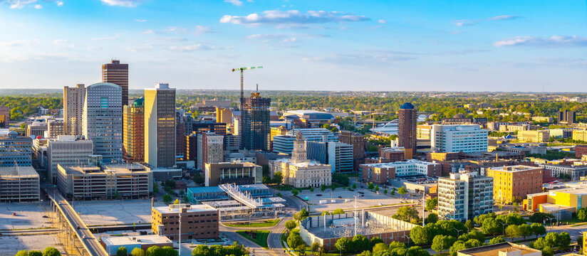 Panoramic Aerial View of Downtown Des Moines