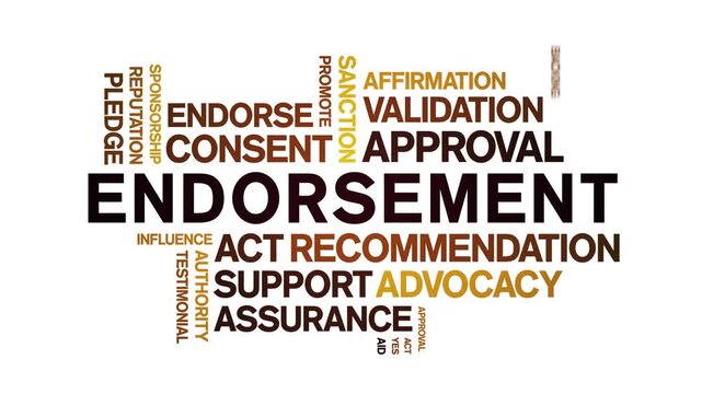 Endorsement animated word cloud-text design animation tag kinetic typography seamless loop.