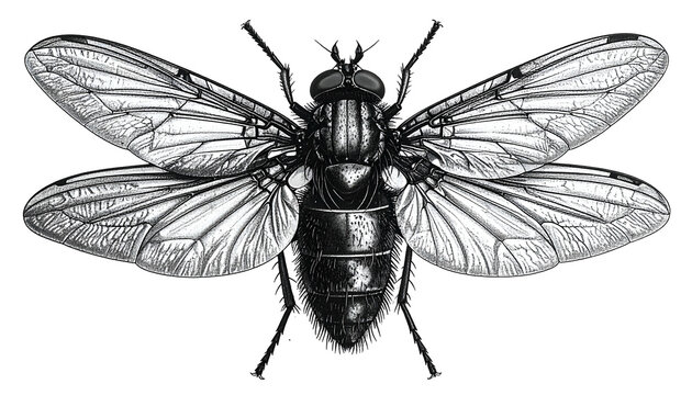 Black Speckled Fly Insect Isolated Realistic Illustration
