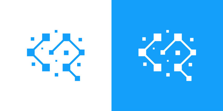 A creative combining a brain and connected dots, symbolizing intelligence logo vector symbol icon