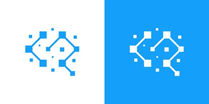 A creative combining a brain and connected dots, symbolizing intelligence logo vector symbol icon