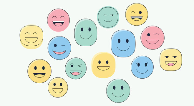 A collection of colorful smiley faces