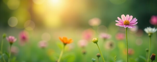 Obraz premium Delicate blurred wildflowers, soft vintage bokeh, old fashioned, dreamy
