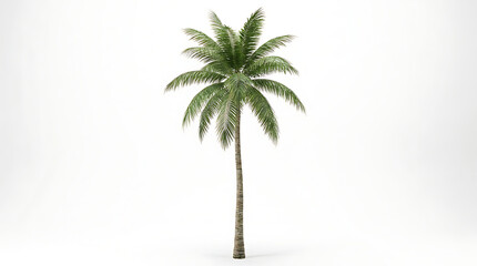 Fototapeta premium A tall palm tree stands alone in a serene natural landscape with lush green leaves