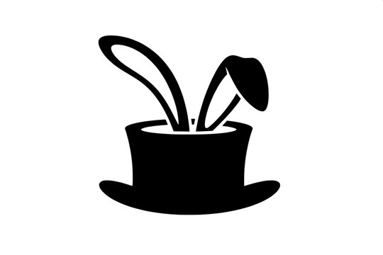 Magic Hat with Rabbit Ears Silhouette