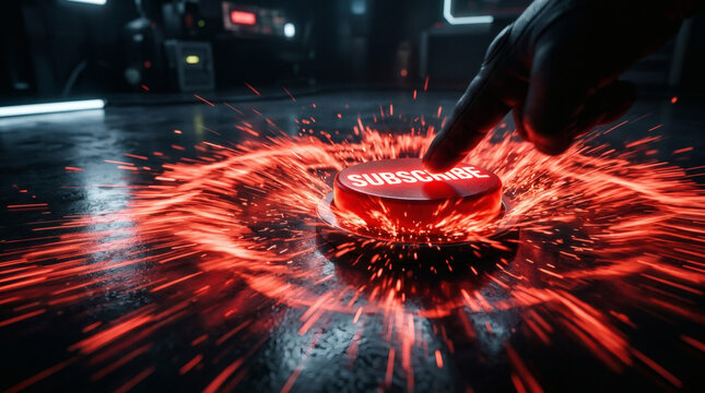 Hand touches red glowing button fast.