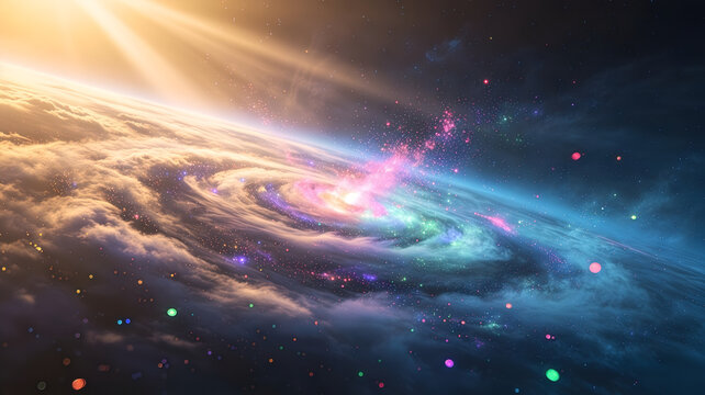 Meeting of winds forming a swirling cloud vortex in the sky