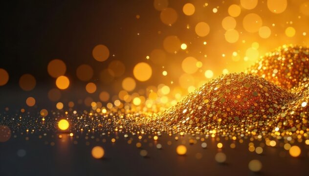 Densely packed gold glitter, vibrant and radiant , golden, abstract