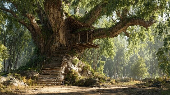Willow Oak - Massive Ancient Tree with Integrated Treehouse Scenery