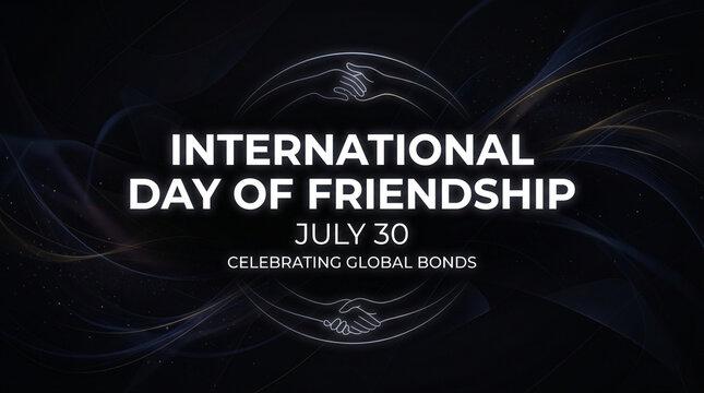 International day of friendship on july 30 celebrating global bonds and unity with handshake symbol on black background