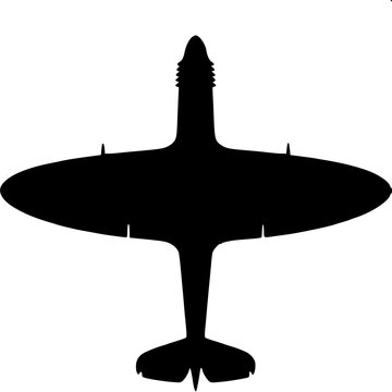 Spitfire Airplane Top Down Silhouette