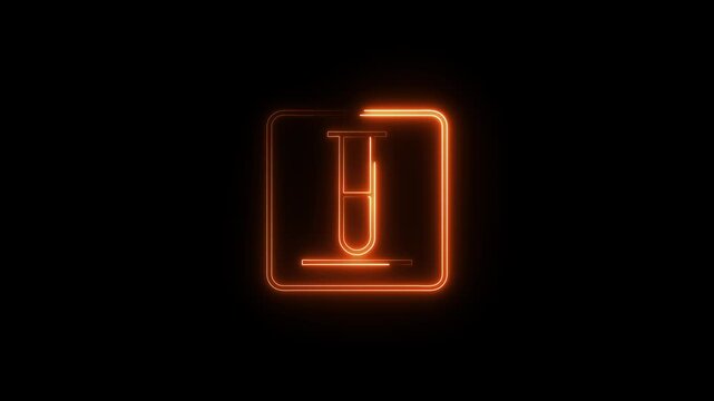 Neon laboratory medical test tube icon animation background.