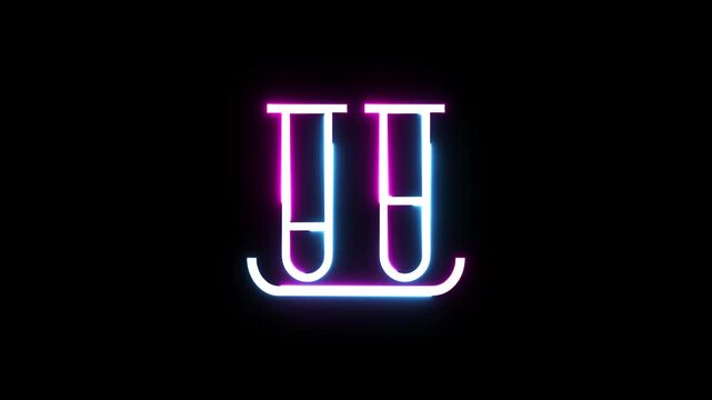 Neon laboratory medical urine test icon animation background.