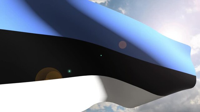 Estonia Flag Fluttering Gracefully Against the Open Sky