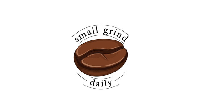 Coffee Bean Logo with "Small Grind Daily" Text - Fresh Brew Concept