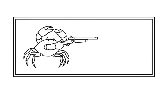 Crab Holding Shotgun, Cartoon Style