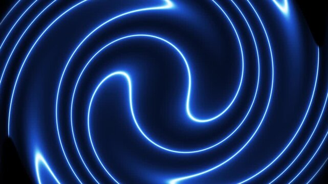 Bright blue neon lines swirling in hypnotic pattern on dark background abstract motion graphic, digital art, energy flow visualization