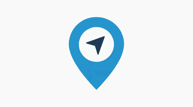 Pinpoint Navigation Icon: A sleek blue location icon with a minimalist design, symbolizing guidance and direction. This vector illustration conveys precision and modern technology in a simple.