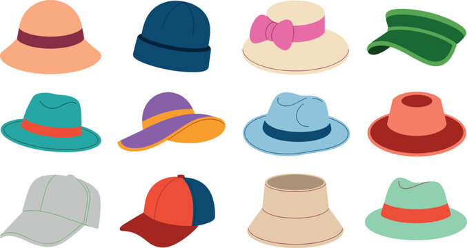 Stylish Hat Collection with Fashion Caps, Sun Hats, Beanies, and Fedora Designs for Casual and Trendy Accessories