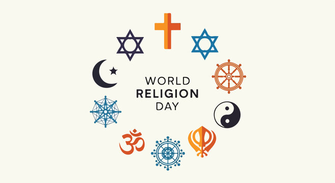 A collection of religious symbols for World Religion Day