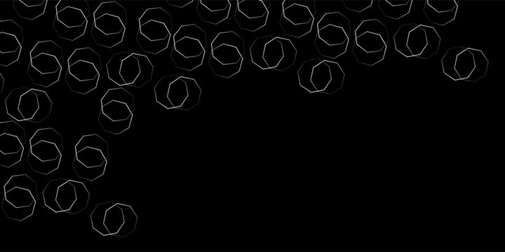 Futuristic Dark Wallpaper with White Heptagon Outline Geometric Design