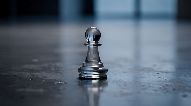 Elegant Chess Pawn - A Detailed Close-Up on a Reflective Surface.