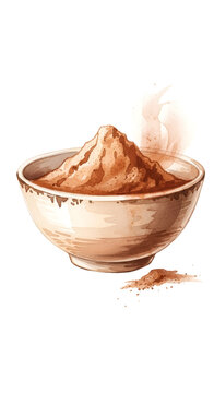 Brown Powder In Bowl Isolated Illustration