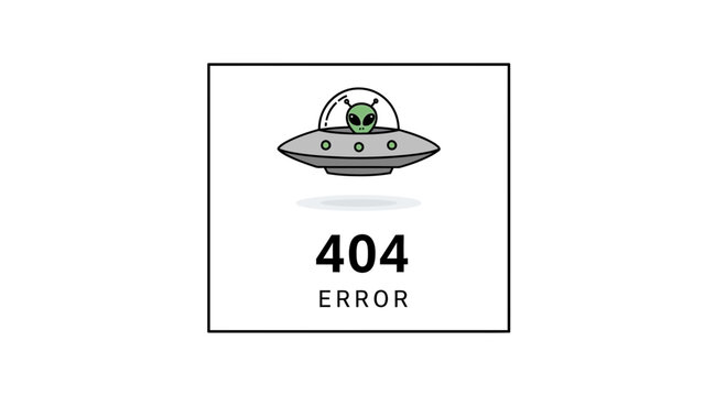 Alien UFO 404 Error Page Not Found Concept