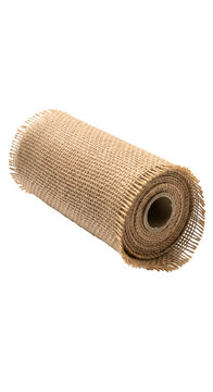 Burlap Fabric Roll Natural Tan Weave Isolated on White Background
