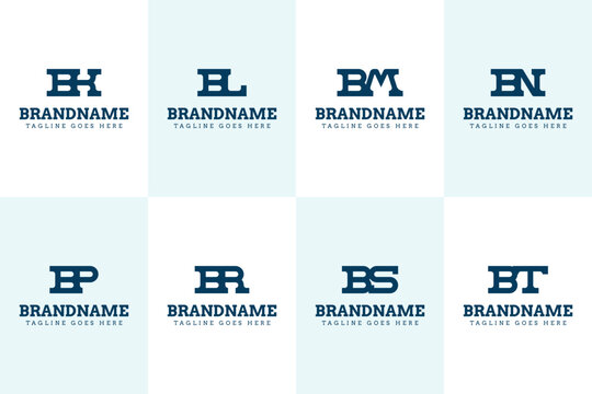 Letters BK BL BM BN BP BR BS BT Logo Set Monogram