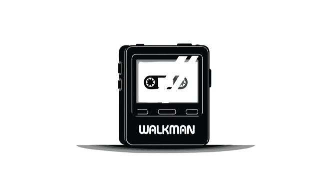 Walkman cassette player icon displays a vintage black device with a tape graphic on its screen.