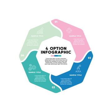 Vector octagonal infographic with 4 step circle options for business presentations or reports. eps vector