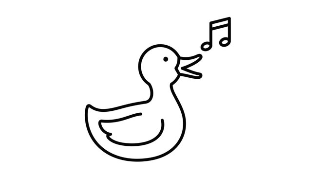 Cute Cartoon Duck Singing with Music Notes Icon