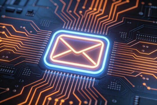 Email icon on circuit board
