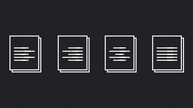 Animated Paragraph Text Alignment Icons Set. White Line Art Formatting Loop on Alpha Channel.