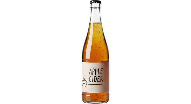 Clear Apple Cider Bottle With Dark Speckles Transparent Background Isolated