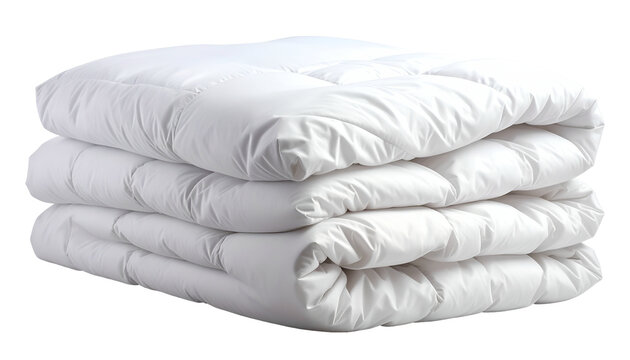 Clean White Folded Duvet Blanket Isolated Realistic Photo Soft Cotton Bedding