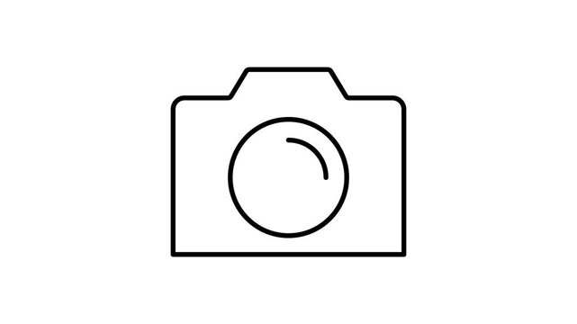Animated Linear Camera Icon in Clean Outline Style for App, UI, Web Interface, Presentations and Video Overlays