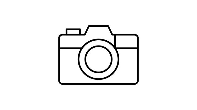 Animated Outline Photo Camera Icon with Smooth Linear Motion for Explainer Videos Tutorials and Infographics