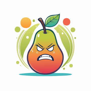 Angry Pear Character Illustration