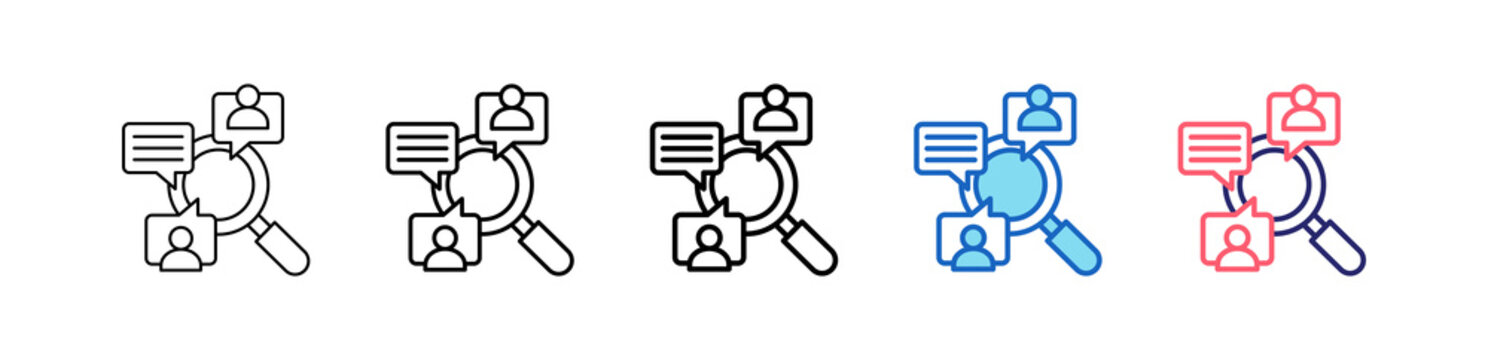 Qualitative Research Icon In 5 Different Styles Set Collection.   