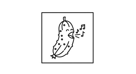Fototapeta premium Funny Singing Pickle Character Cartoon