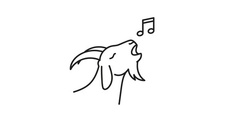 Obraz premium Goat Singing with Musical Notes Icon