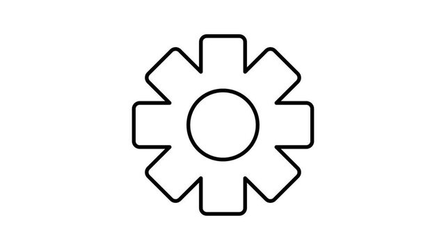 Minimal cog line icon animation with thin stroke design for settings menus, dashboards, and ux kits