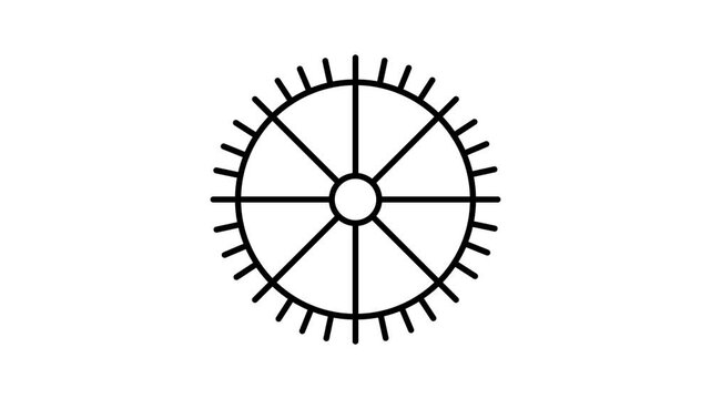 Animated gear outline symbol with steady motion for startup interfaces, saas dashboards, and ui navigation